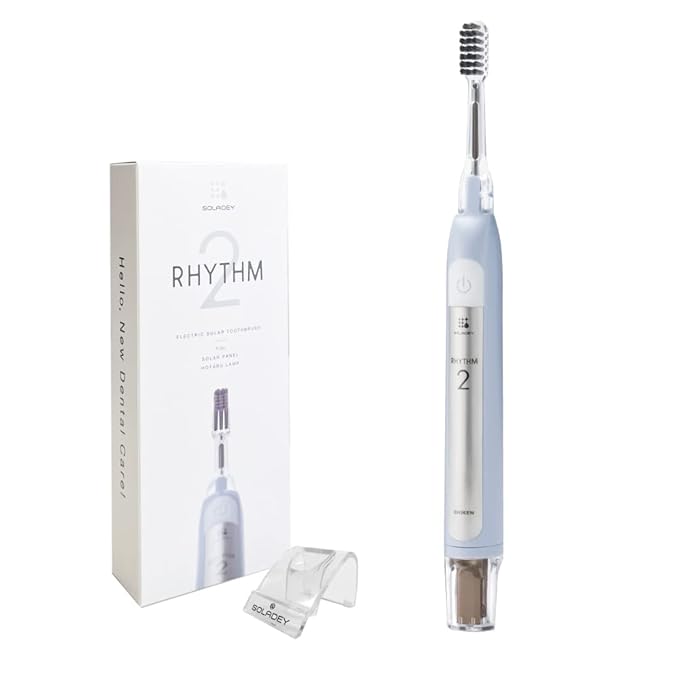 Soladey SoladeyRhythm2, Ionic Power Electric Toothbrush, Solar Panels and TiO2 Semiconductor (Ice Blue), Ready to use Ionic Toothbrush