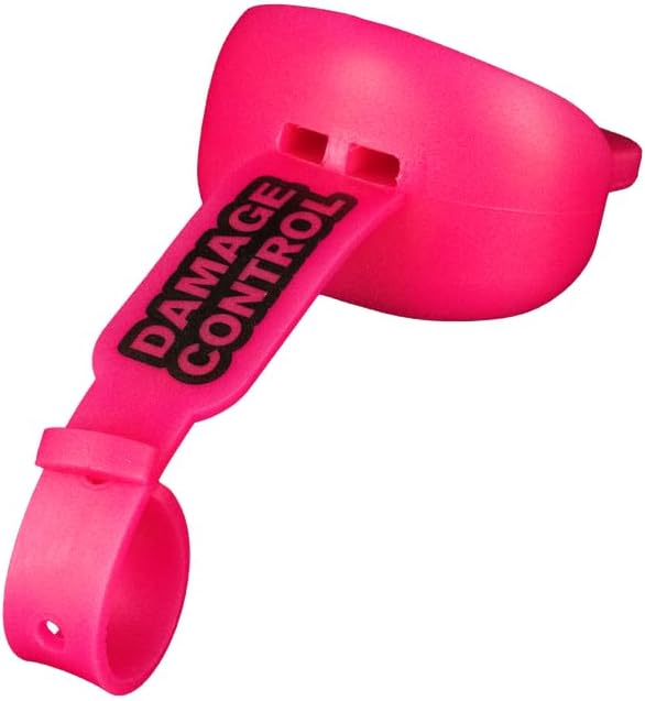 DAMAGE CONTROL Mouthguard with Permanent Helmet Strap, Youth Mouth Guard to Protect Lips & Teeth, No Boiling Pacifier, Breathable Binky Mouthpiece, Football Mouthpiece, Works with Braces (Hot Pink)