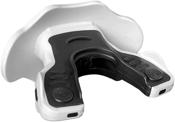 DAMAGE CONTROL Youth Football Mouth Guard – Breathable No Boil Mouthpiece, Protects Lips & Teeth, Works with Braces, Includes Helmet Strap – Sports Gear & Accessories (Hitman)