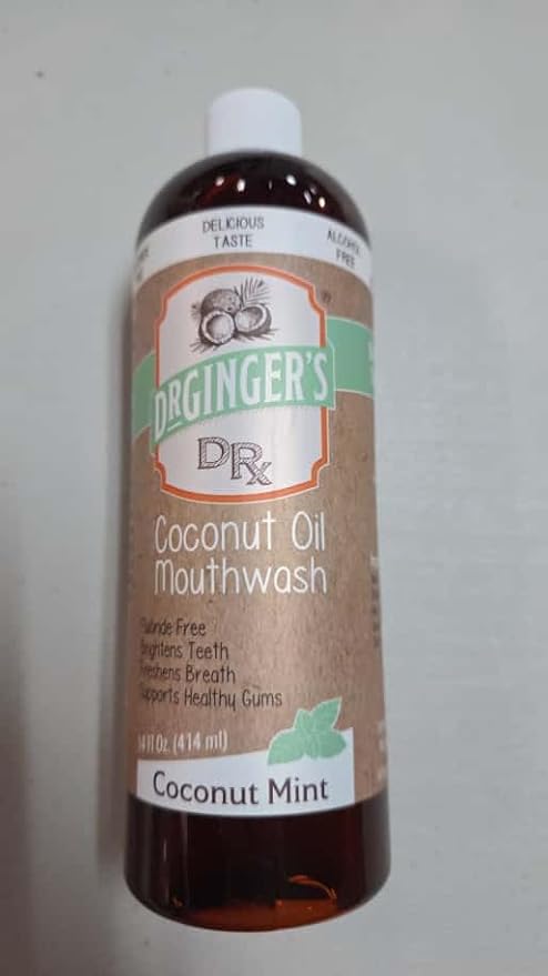 Dr. Ginger’s Coconut Oil Pulling Alcohol Free Mouthwash - Mint Flavor, 14 fl