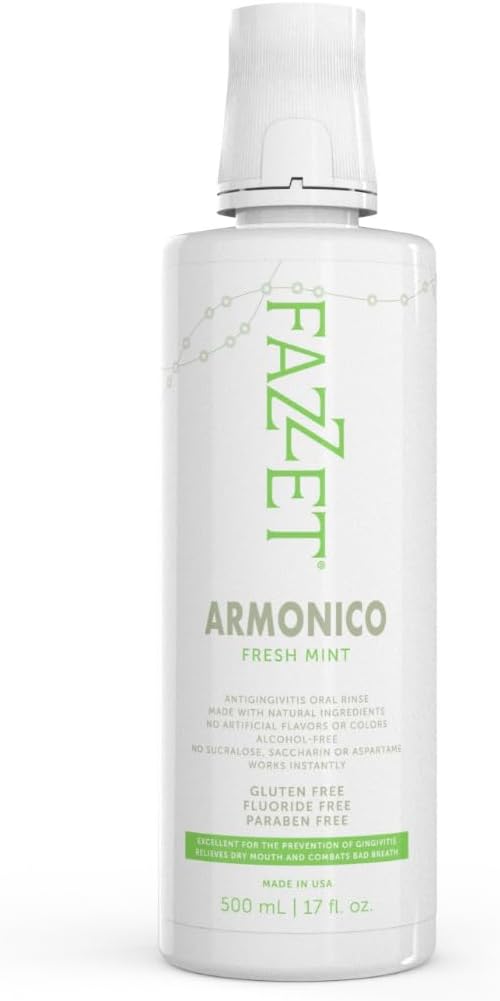 ARMONICO Anti-Gingivitis Oral Rinse – Soothe Tonsils, Combat Bad Breath – Alcohol, Gluten, and Paraben Free Mouthwash – Fresh Mint Flavor