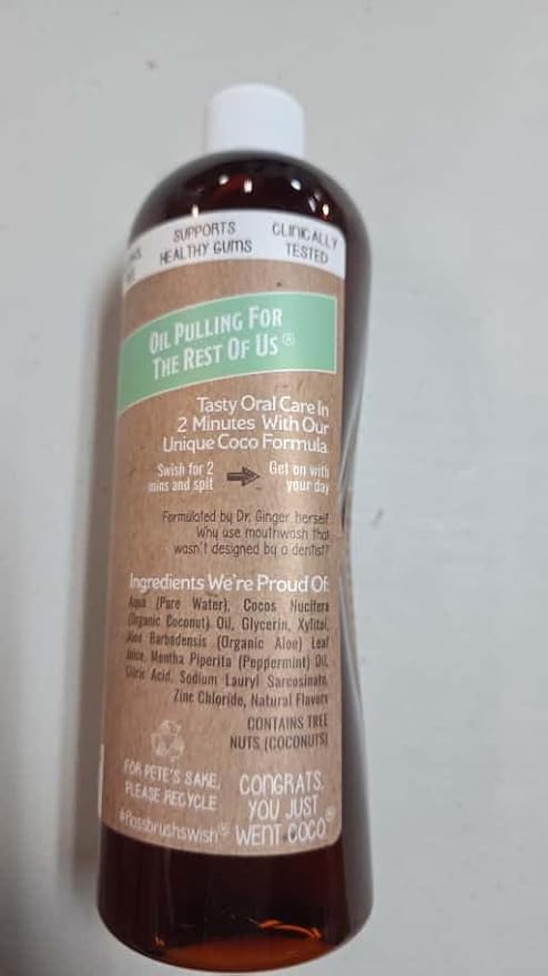 Dr. Ginger’s Coconut Oil Pulling Alcohol Free Mouthwash - Mint Flavor, 14 fl