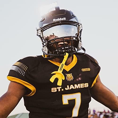 Battle Sports Speed Football Mouthguard with Strap - Oxygen Football Mouthguard Superior Airflow & Better Performance, Maximum Breathability - Gold