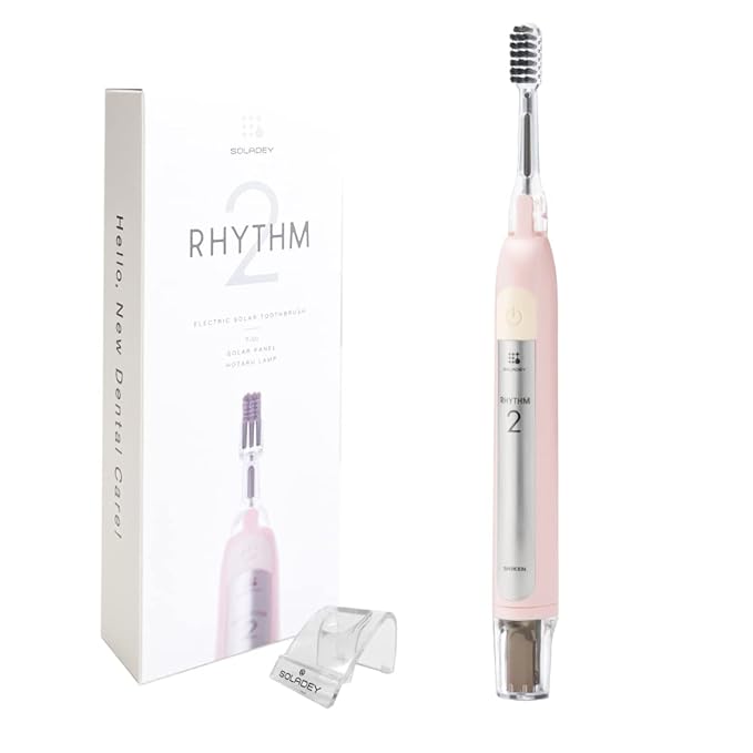 Soladey SoladeyRhythm2, Ionic Power Electric Toothbrush, Solar Panels and TiO2 Semiconductor (Baby Pink), Ready to use Ionic Toothbrush