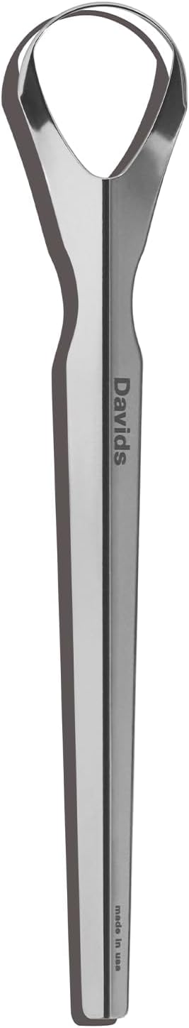 Davids Tongue Scraper for Adults and Kids, 100% Medical Grade Professional Stainless Steel Tongue Scraper, Made in USA