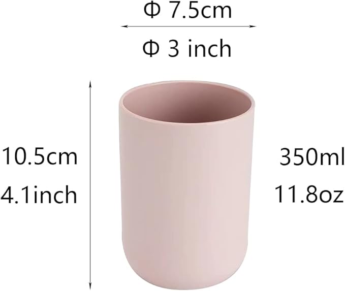 Simple Student Dormitory Plastic Toothbrush Cup Couple wash 2-Piece Set Solid Color Cups 300ml (10 oz) (Light Grey & Light Pink)