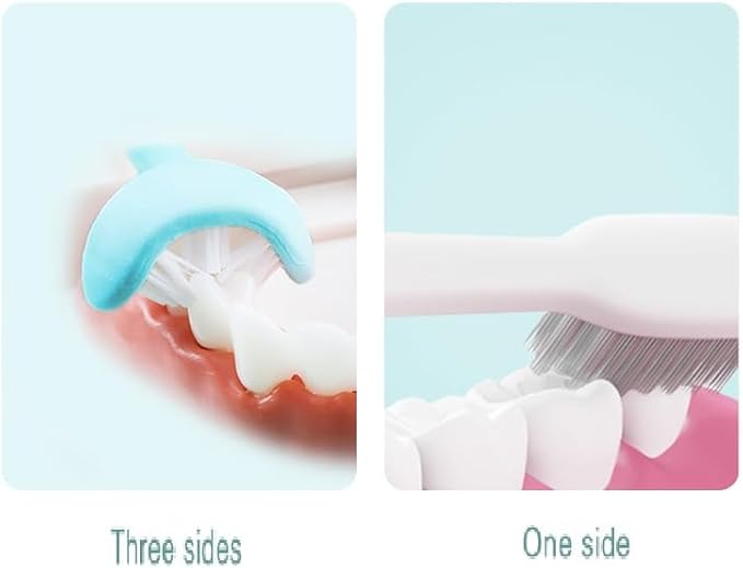 3 Sided Autism Toothbrush 360° Oral Teeth Cleaning Design U-Shaped Toothbrush 2 PCS Adult Soft Bristles Soft and Gentle for Complete Tooth and Gum Care (Green+Orange)