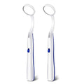 2 Pcs Dental Mirror with Light Tool LED Lighted Teeth Inspection Mirror Anti Fog Curve Angle Dentist Oral Care Tool (Dark Blue)