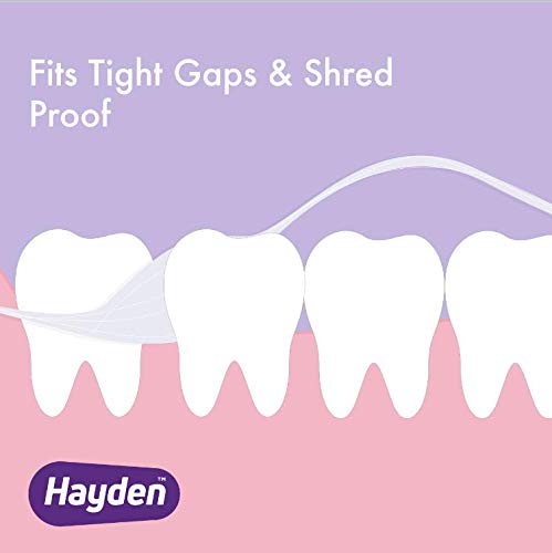 Hayden Expanding Dental Floss. Expands To Clean Between Tight Teeth. 6 Pack Value. Fresh Feeling Polar Mint Woven Floss. Anti Tartar Actives for Gentle Care. 180 Yards. Expandable Clean. PFA Free.
