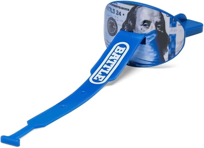 Battle Sports Speed Football Mouthguard with Strap - Oxygen Football Mouthguard Superior Airflow & Better Performance, Maximum Breathability (Blue Strips)