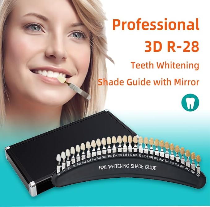 Professional 3D R-28 Dental Tooth Teeth Whitening Shade Guide for Dentist Tracking Teeth Whitening Course, Tooth Shade Guide with 28Colors