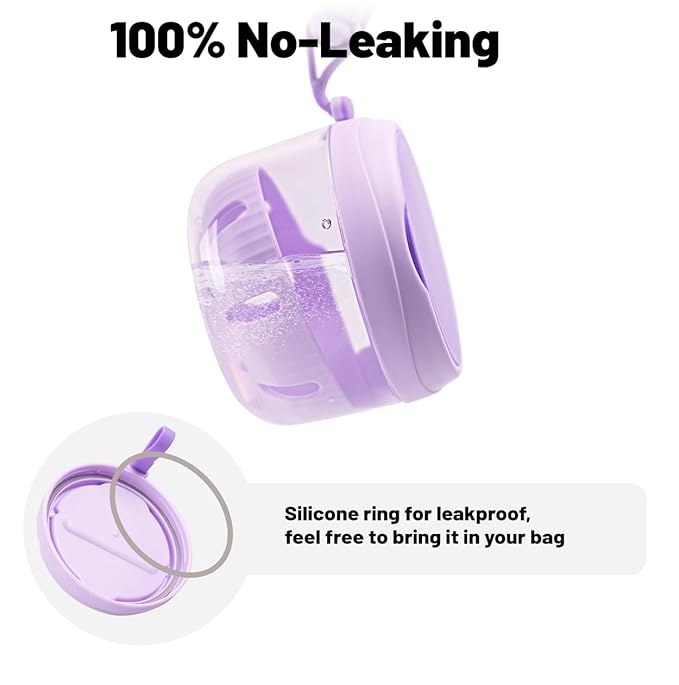 Denture Case with Strainer and Mirror, Leak Proof Denture Bath Cup for Travel, Purple Denture Container Cups for Soaking Full & Partial Dentures, Retainers with Denture Brush, Aligner Removal Tool