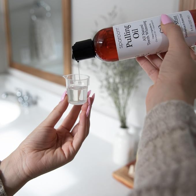 SpaRoom Oil Pulling for Teeth and Gums – 2 Pack Coconut Oil Pulling for Teeth with Tongue Scraper, Fresh Mint, Natural Mouthwash Alternative for Gum Health, Oral Hygiene, and Breath Support, 16 fl oz