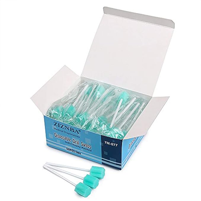 Disposable Mouth Swabs Sponge - Unflavored,Sterile Oral Swabs Dental Swabsticks for Mouth Cleaning (50PCS）