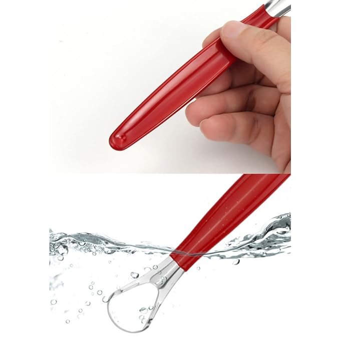 GANAZONO 2pcs Tongue Brush Stainless Steel Tongue Scrapers Oral Care Tool for Family