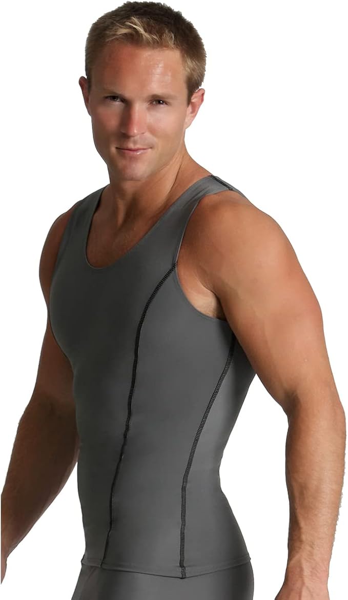 Insta Slim -Made in USA- Compression Tank-Top Shapewear for Men. Tummy Control Slimming Body-Shaper for Belly & Back Support