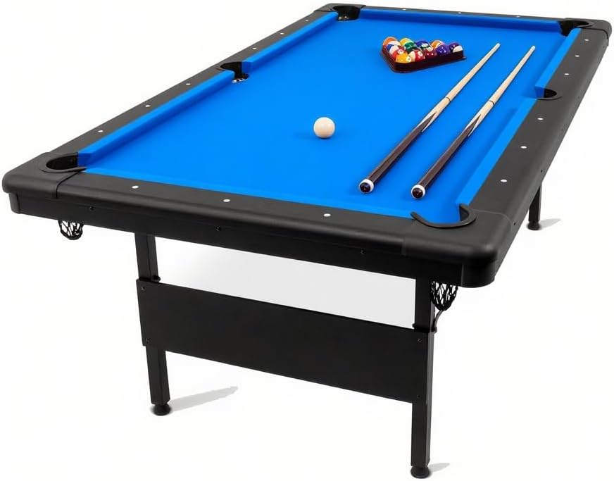 7 FT Portable Folding Pool Table - Complete Billiards Set with Balls, Cues & Accessories - for Game Rooms, Apartments & Offices