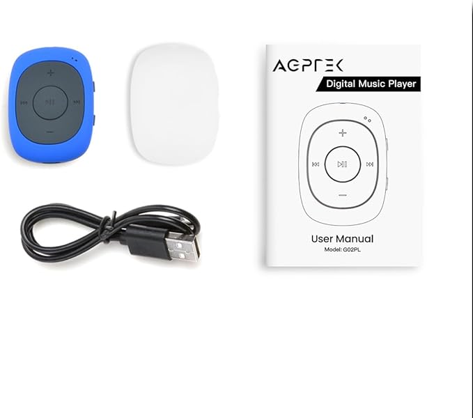 AGPTEK 64GB Clip MP3 Player with FM Shuffle, Portable Music Player with Sweatproof Silicone Case for Sports