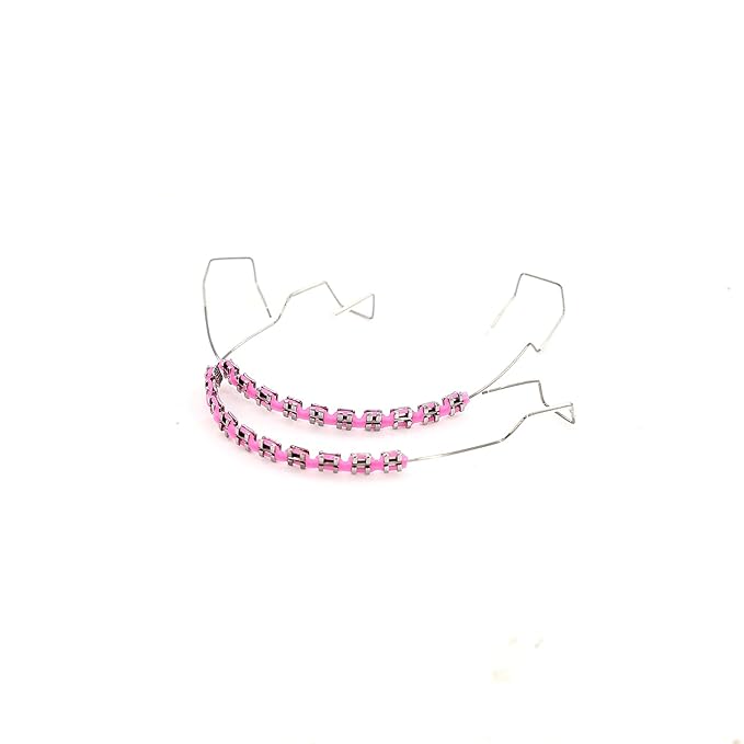 4 Pair of Temporary Tooth Decoration, Teeth Retainer Practical Brackets para Dientes Sturdy Retenedores de Dientes Ortodoncia Props for Dental Students to Practice (Pink)