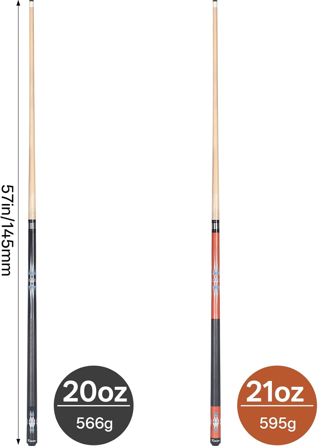 Kmise Pool Cue Stick Set - 58 Inch Pool Cues, 18~21Oz Canadian Maple Professional Billiard Cues Sticks, Pool Sticks for Adults, Multiple Colors, Pool Stick for Bar House Pool Tables Sports