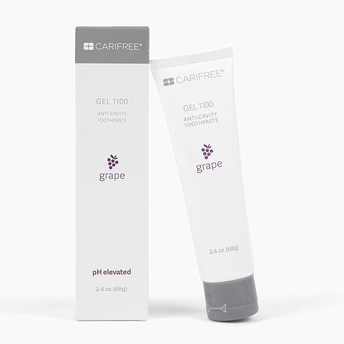 CariFree Gel 1100, Grape Flavored, Anti-Cavity Fluoride Toothpaste with Nano Hydroxyapatite for pH Neutralization, Enamel Protection, Dentist Recommended for Kids and Adults, Dentist Developed