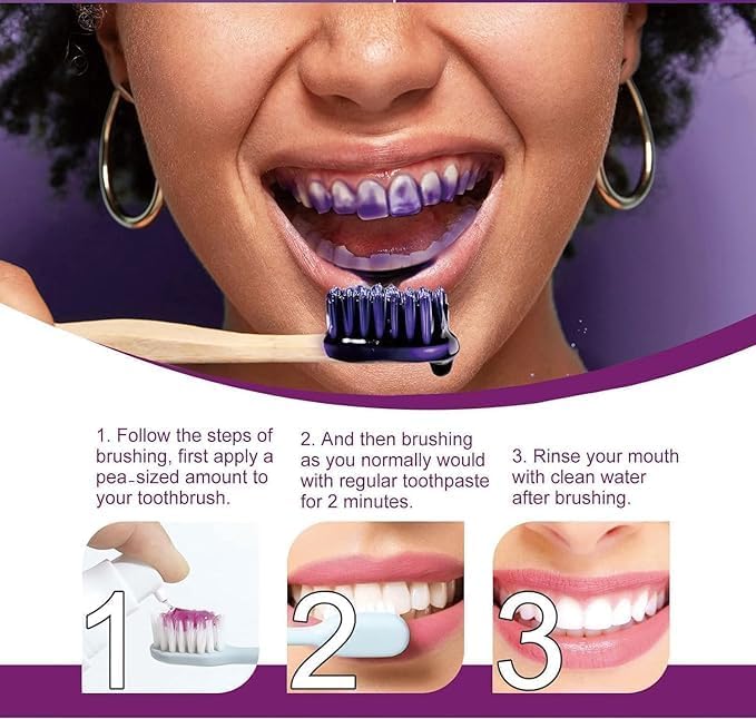 Purple Toothpaste for Teeth Whitening, Purple Whitening Toothpaste for Adults,Tooth Stain Remover Gel - Tooth Whitener Suitable for Smoking, Coffee, and Removing Dental Stone ﻿ (2fl oz/60ml) ﻿