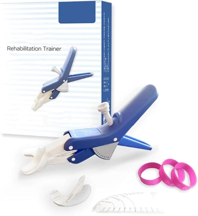 Flaring Mouth Opener, Silicone Mouth Exerciser, Dental Cheek Retractor, 7-50mm Adjustable Opening Distance, with Clear Angle Plate, for Oral Care, Postoperative Rehabilitation