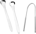 tooloflife 3 Packs Tongue Scraper Kit Stainless Steel Tongue Cleaner Tongue Brush for Reduce Bad Breath and Fresh Breath (Silver)