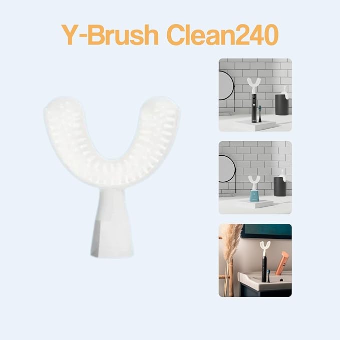 Y-Brush New Clean240 Brush Head (Replacement) - Adult 12+ (Brush Head for Ultra, Essential, DuoBrush - White) Y-Shaped Brush - Flexible - to Be Replaced Every 4 Months
