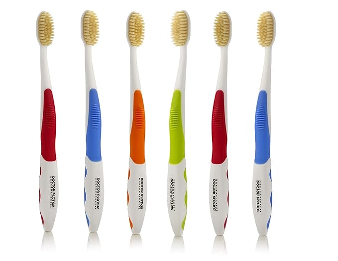MOUTHWATCHERS Soft Flossing Toothbrushes for Adults, Value 6 Pack, Ultra Clean Manual Toothbrush Set for Sensitive Teeth & Gums, by Dr. Plotka, Assorted Colors