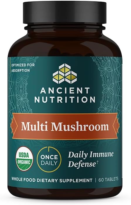 Ancient Nutrition Mushroom Supplement, Organic Multi Mushroom Immune Support Tablet, Supports Stress Response, Gluten Free, Paleo and Keto Friendly, 60 Count