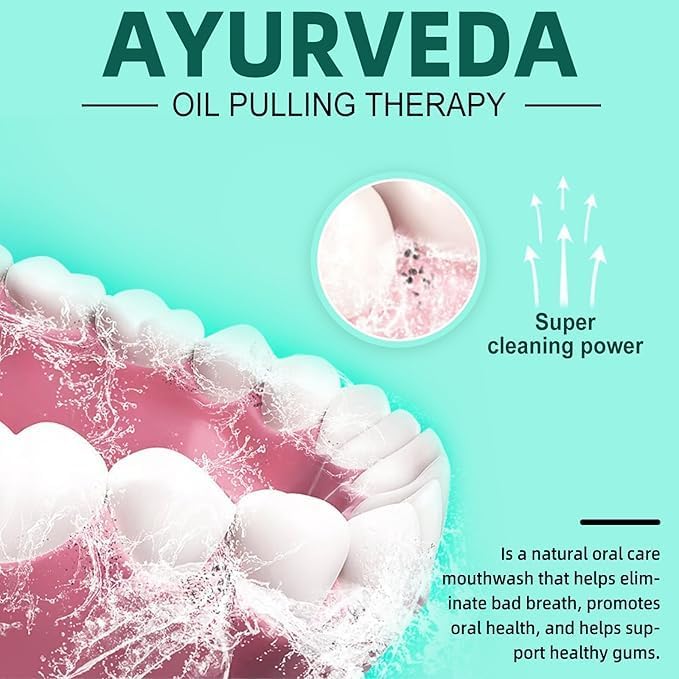 Coconut Oil Pulling for Fresh Breath and Oral Hygiene - Ayurvedic Expert Formulated | Supports Healthy Gums | Natural Teeth Whitening - Includes Tongue Scraper and Measuring Cup - 8 fl. oz