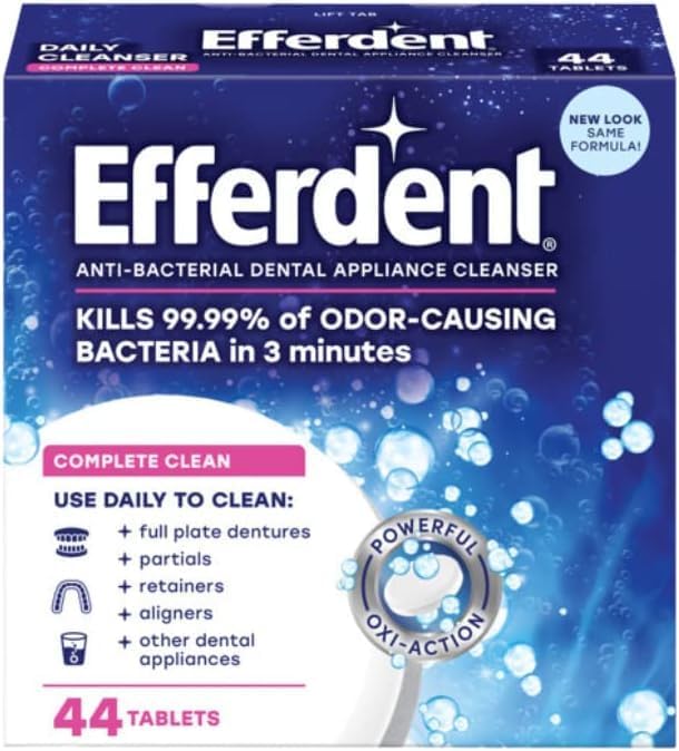 Efferdent Retainer & Denture Cleaner Tablets, Complete Clean, 44 Count, (Pack of 10)