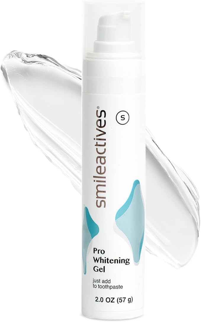 Smileactives Teeth Whitening Gel for Toothpaste with Clinical-Grade Hydrogen Peroxide, Tooth Stain Remover for White Teeth, Dentist Quality Pro Whitening Gel to Remove Coffee Stains, 2 oz Bottle