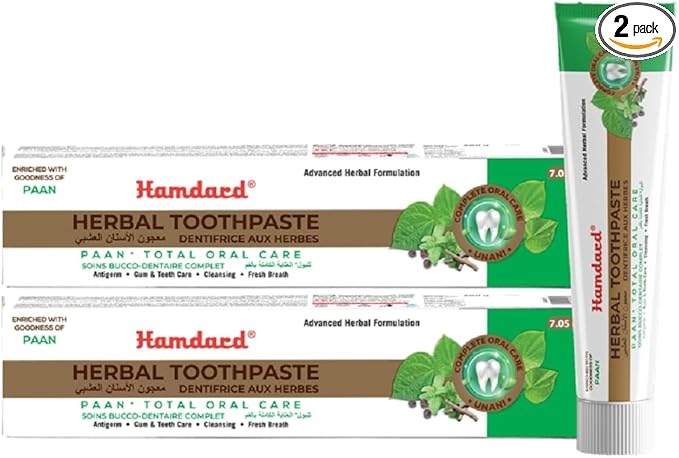 Hamdard Paan Total Oral Care Toothpaste – 200g / 7.05 Oz (Pack of 2) | Herbal Ayurvedic Toothpaste with Paan Flavor | Fluoride-Free | Gum Care, Fresh Breath & Natural Oral Hygiene