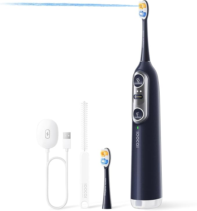 Soocas NEOS II - Electric Toothbrush with Water Flosser, Sonic Electric Toothbrush for Adults, Cordless Water Flosser for Travel, Portable Oral Irrigator, Up to 100% Plaque Removal, Dark Violet