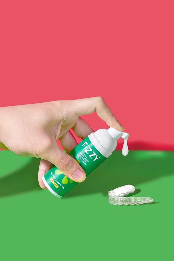Fizzy 3-in-1 Foam Cleaner for Aligner, Retainer, Denture, Night Guard, MouthGuard, Invisalign | Free of Alcohol, SLS, Fluoride | Xylitol Mouthwash & Foam Toothpaste| Travel-Size Watermelon Jasmine
