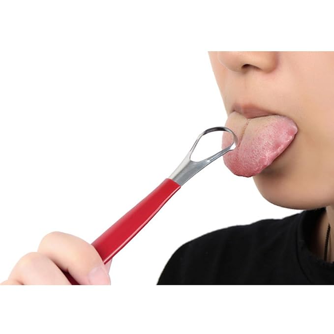 GANAZONO 2pcs Tongue Brush Stainless Steel Tongue Scrapers Oral Care Tool for Family