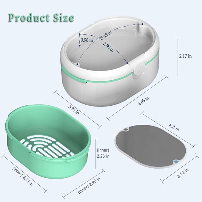 Denture Case, Double Denture Slot Cup Case Wet & Dry Portable Denture Case Portable False Teeth Container, Denture Cup with Lid for Cleaning Household Office Travel (White)