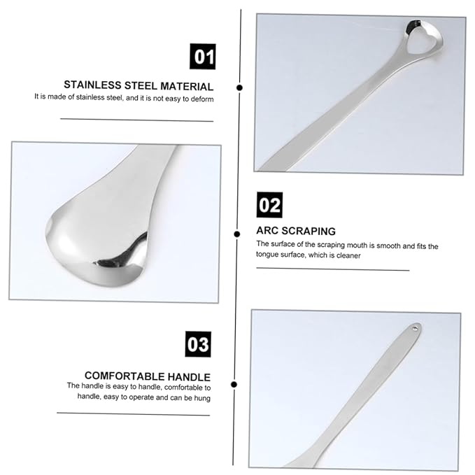 1set Stainless Steel Tongue Scraper for Oral Care Ergonomic Design for Comfortable Grip to Combat Bad Breath and Halitosis Easy to Clean and Travel Friendly