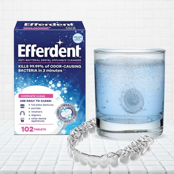 Efferdent Retainer & Denture Cleaner Tablets, Complete Clean, 44 Count, (Pack of 3)