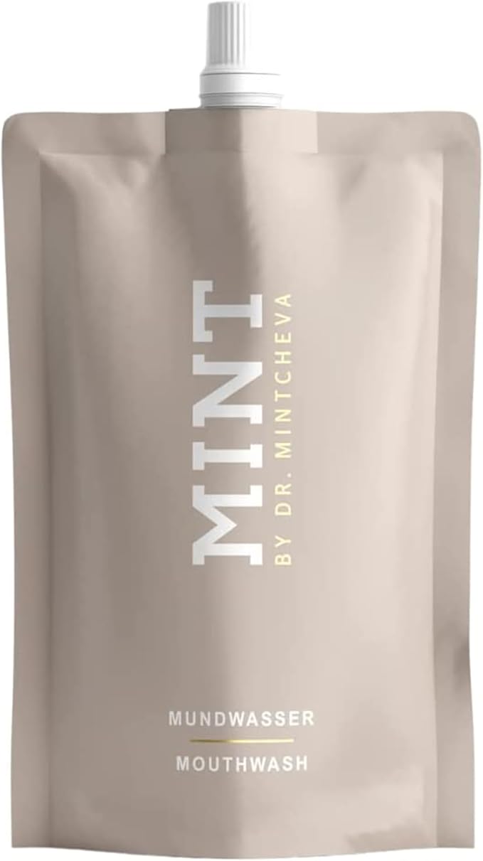 Mint Mouthwash Refill (6.76 fl oz) – Whitening & Gum Care with Hydrogen Peroxide 0,1% – Alcohol-Free – Melon Flavor – Enriched with Vitamin B12, Peppermint Oil & Cucumber Extract – Vegan