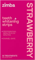 Zimba Strawberry Flavored Teeth Whitening Strips | Vegan, Enamel Safe Hydrogen Peroxide Teeth Whitener for Coffee, Wine, Tobacco, and Other Stains | 14 Day Treatment | Strawberry