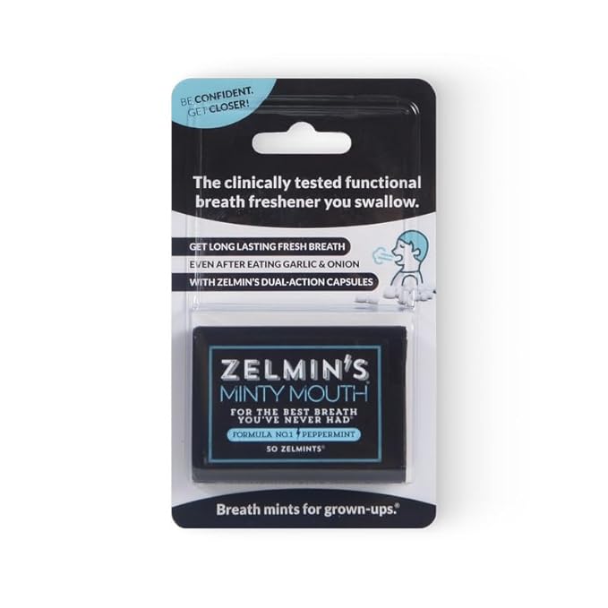 Zelmin's Minty Mouth Breath Freshener - (1 Pack) Long Lasting Bad Breath Treatment for Adults, Instant Freshness Helps with Dry Mouth, Natural Breath Mints for Travel, Alcohol-Free, Keto, Gluten-Free