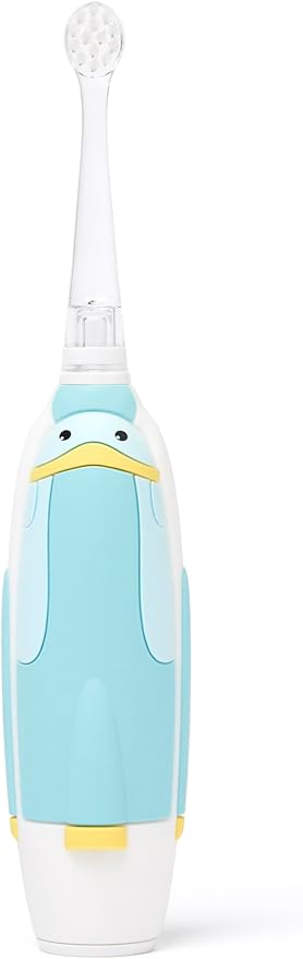 SuperMouth Turbo Twins Sonic Toothbrush – Battery-Powered, Soft Bristles, Flashlight to See Kids’ Mouth, Soothes Teething & Cleans Teeth for Ages 0-36 Months, Augmented Reality Sticker Included