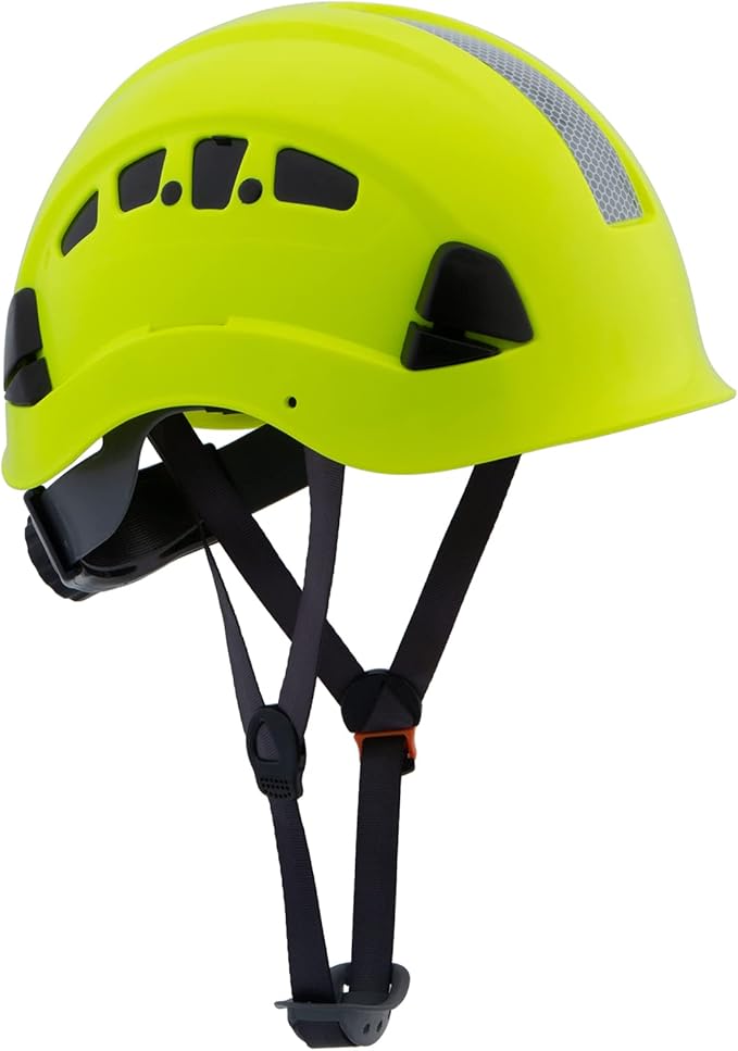 LOHASPRO Hard Hats Construction Safety Helmet ANSI Z89.1 Approved OSHA Hardhat Vented Men Worker Neon Green Hard Hat with Chin Strap Tree Climbing Rescue Arborist Helmet (P3 Lime)