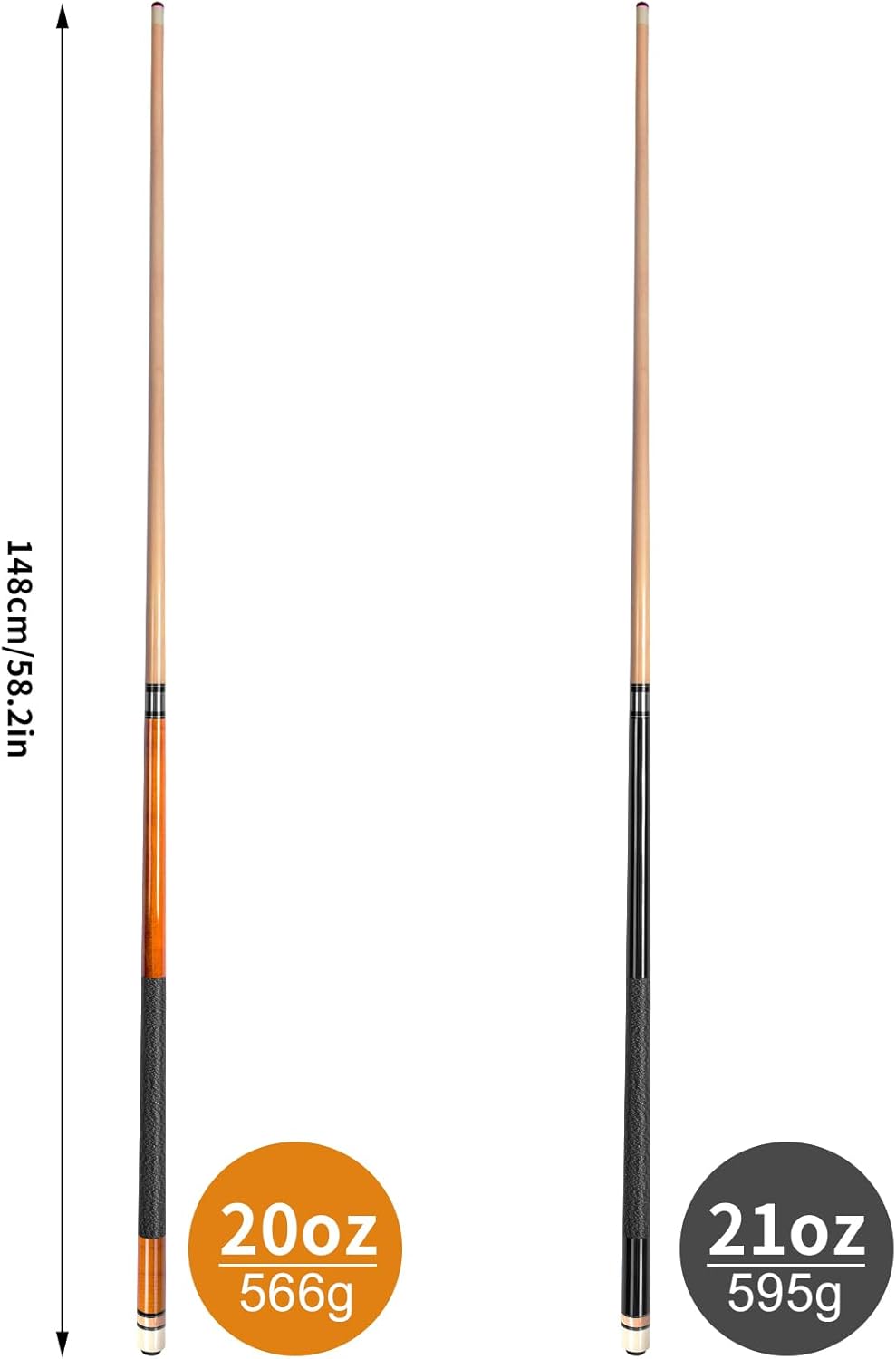 AKLOT Pool Cues,Set of 4 Pool 58" Cue Sticks Canadian Maple Wood Cue Stick for Professional Billiard Players 18 19 20 21 oz