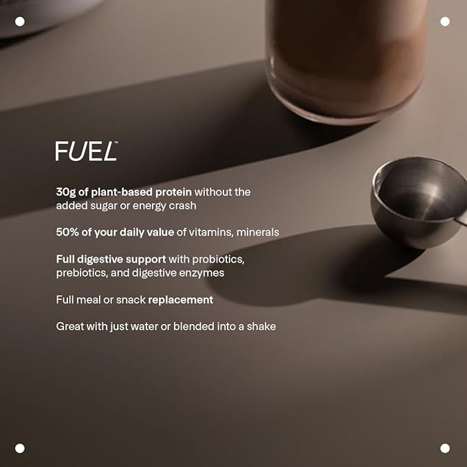 LTH Fuel Vegan & All-in-One - Trusted by Life Time Fitness Members - 30g Protein - Plant-Based Protein Meal Replacement - Vitamins, Minerals, Digestive Enzymes & Probiotics - Chocolate, 20 Servings