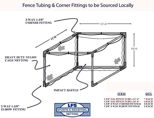 LFS 10x10x10 ft Golf Practice Cage Net – Durable Knotless Nylon – Frame Not Included