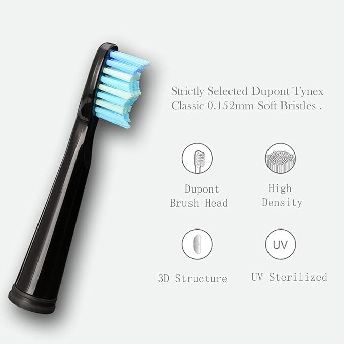 10 Pcs Electric Toothbrush Replacement Heads Compatible with Sonic-FX and Fit SnapWhite for Adults and Kids, Soft Charcoal/Nylon Bristles(5 Black+5 White)